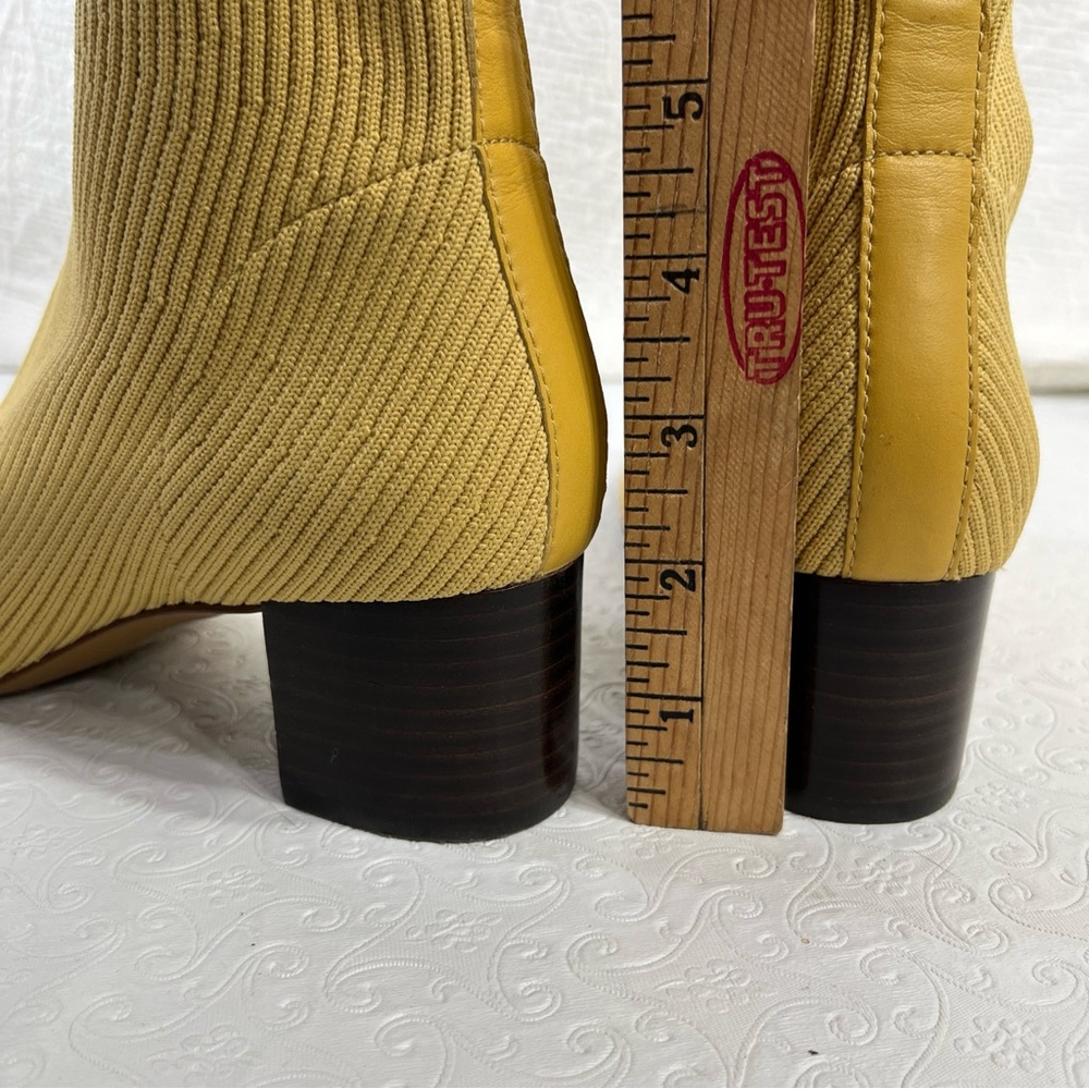 Everlane The Glove Boot Size 7 Yellow Ankle Ribbed Fabric Uppers 2 in Block Heel - Picture 7 of 16